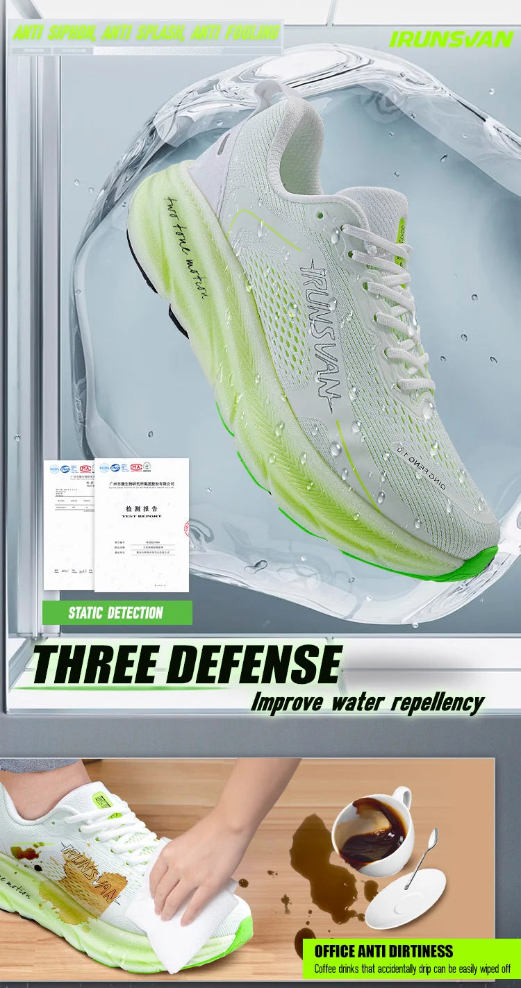 Irunsvan Qfeng1.0 Dual-color Dual-density Carbon Plated Running Shoes Shock-absorbing Lightweight Men's Water-repellent Sports