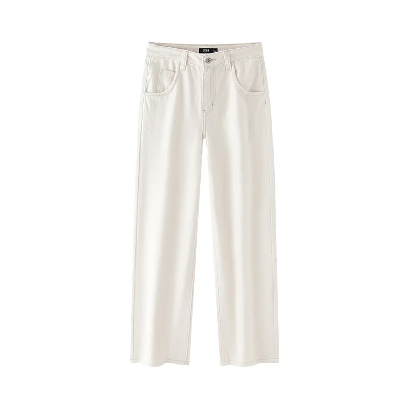 Women's High-Waist Fleece-Lined Wide-Leg Jeans