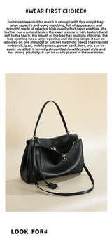 Large Capacity Women's Leather Handbag High-End Single Shoulder Crossbody Tote for Commuting