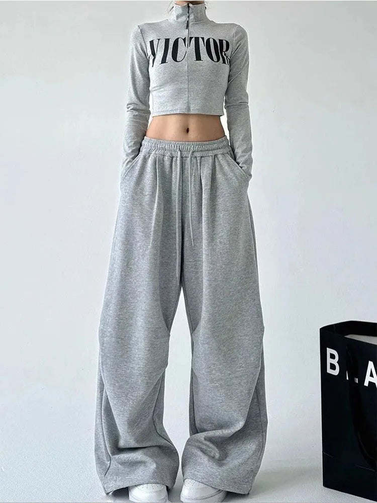 Women's High-Waist Wide-Leg Drawstring Pants