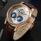 SEAKOSS Luxury Double Earth Rotating Men's Mechanical Watch Automatic Movement Waterproof Clock Pilots Men 1963 Flywheel Watches