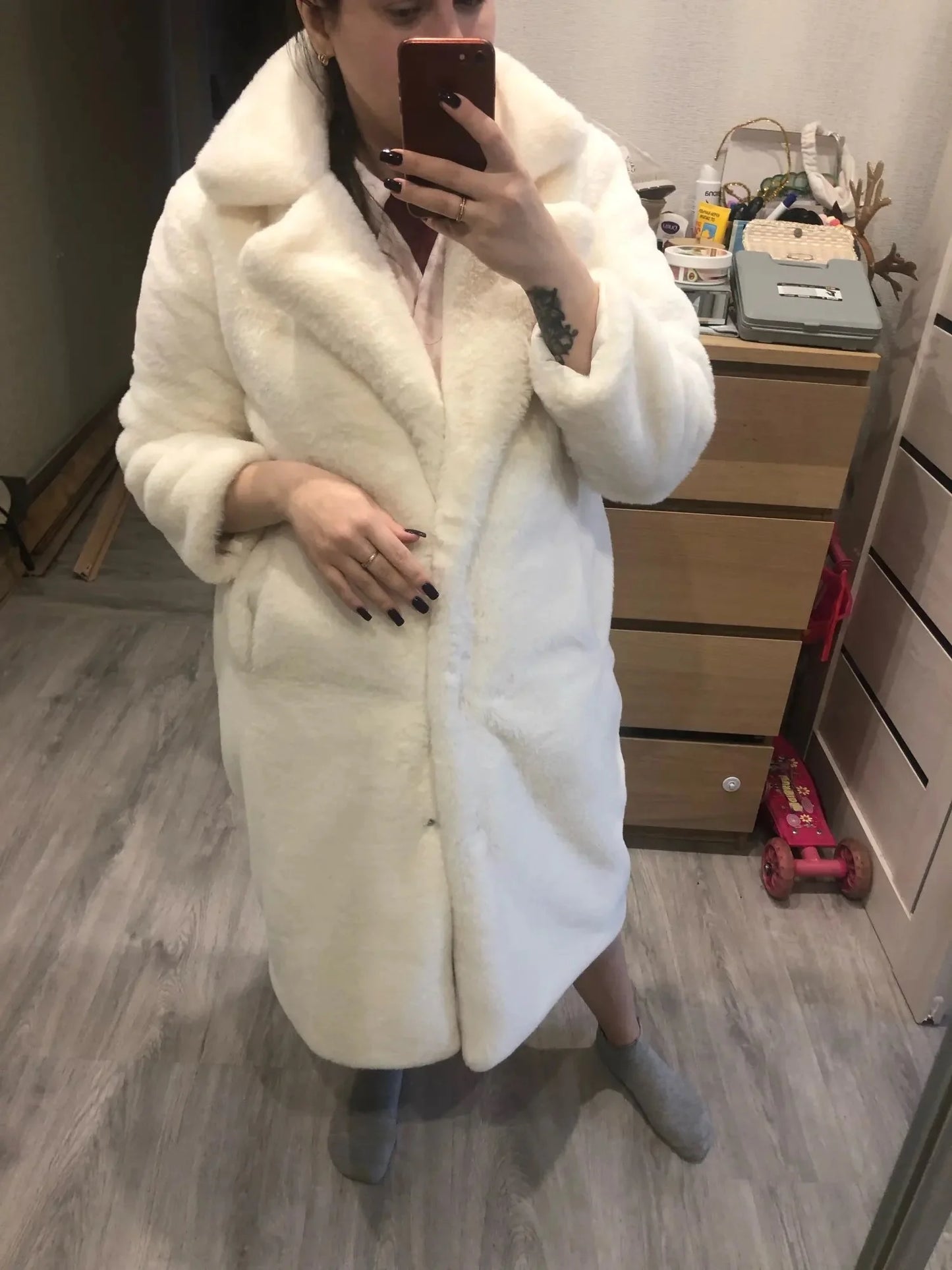 Luxury Faux Rabbit Fur Winter Overcoat