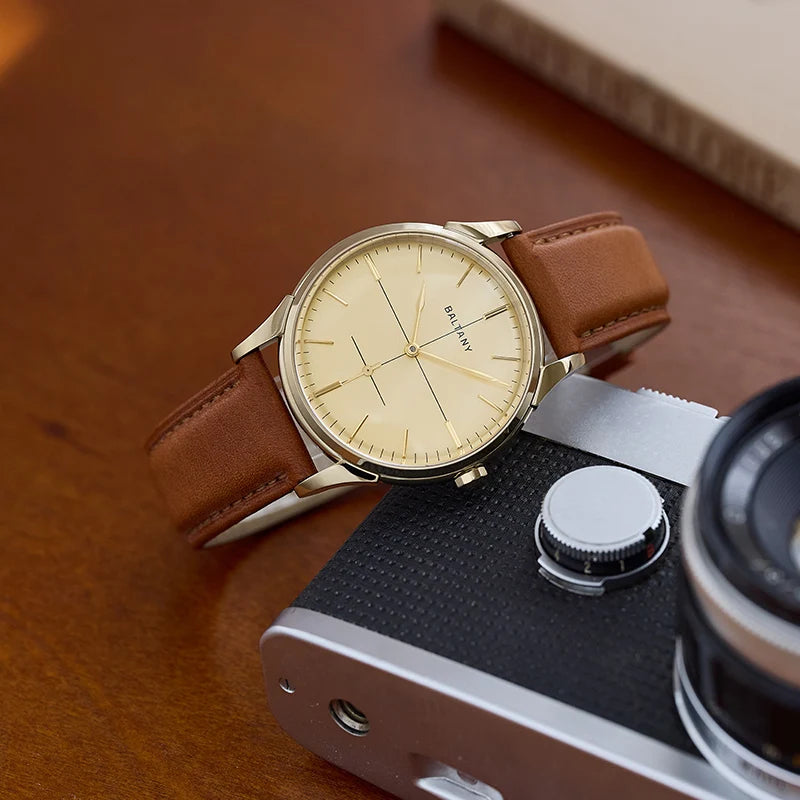 Baltany S4092 38.5mm Dress Watchse Man Leather Straps Crosshair Dial Small Seconds Hand-Winding Mechanical luxury Wristwatches
