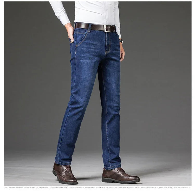 Men's Classic Straight-Leg Denim Jeans | Blue & Black