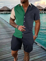 3D Geometric Color-Block Men’s Shirt