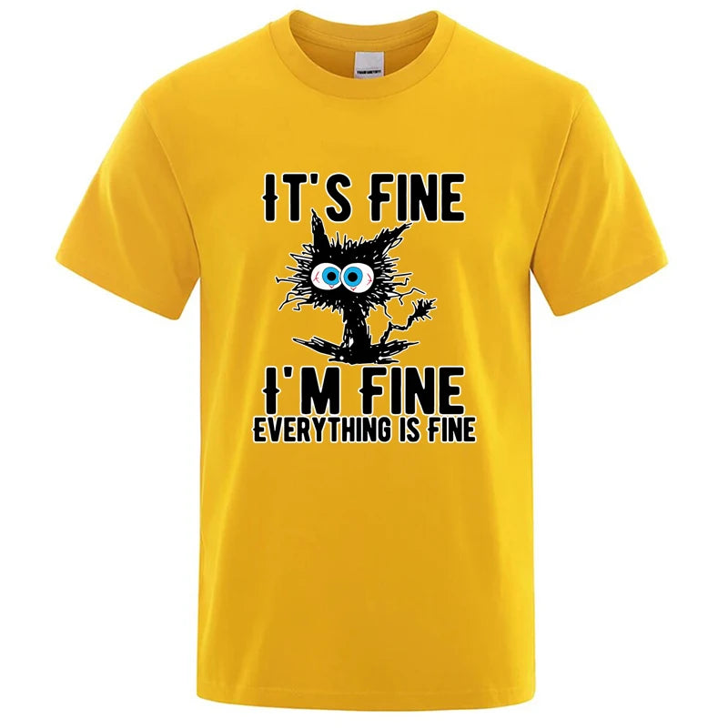 Funny Cool Cat Printed T-shirt