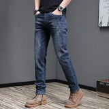 Embroidered Jeans Men's Autumn Winter New Korean Fashion Slim Little Feet Trousers Stretch Vintage Street Denim Trousers Male