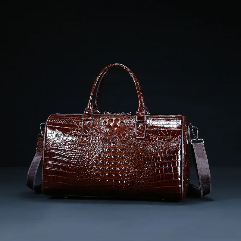 2024 New Cow Genuine Alligator Leather Travel Bags Luxury Men Large Capacity Portable Male Shoulder Bags Brand Travel Duffle Bag