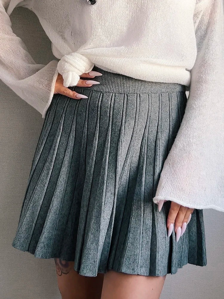 Elegant Knit Pleated Mini Skirt for Women