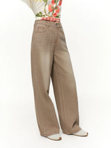 DUSHU High-Waist Straight Leg Jeans | Retro Washed Denim