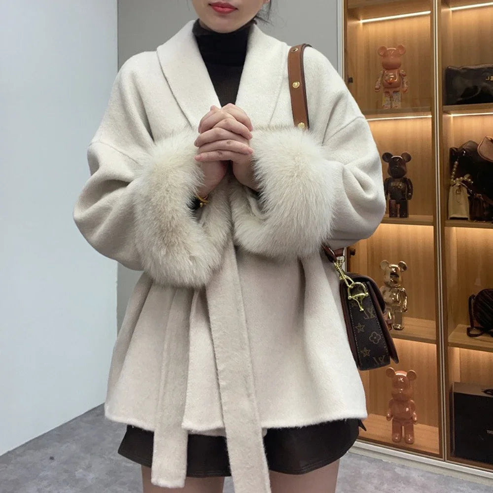 Double-Sided Wool & Fox Fur Jacket