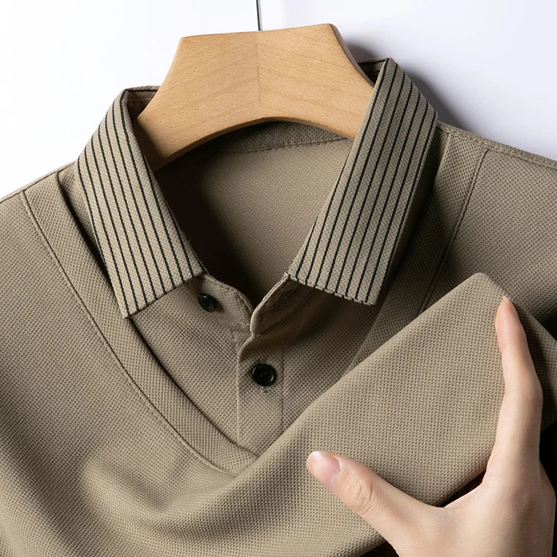 Men's Contrast Polo Shirt – Relaxed Long Sleeve Layered Look