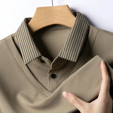 Men's Contrast Polo Shirt – Relaxed Long Sleeve Layered Look