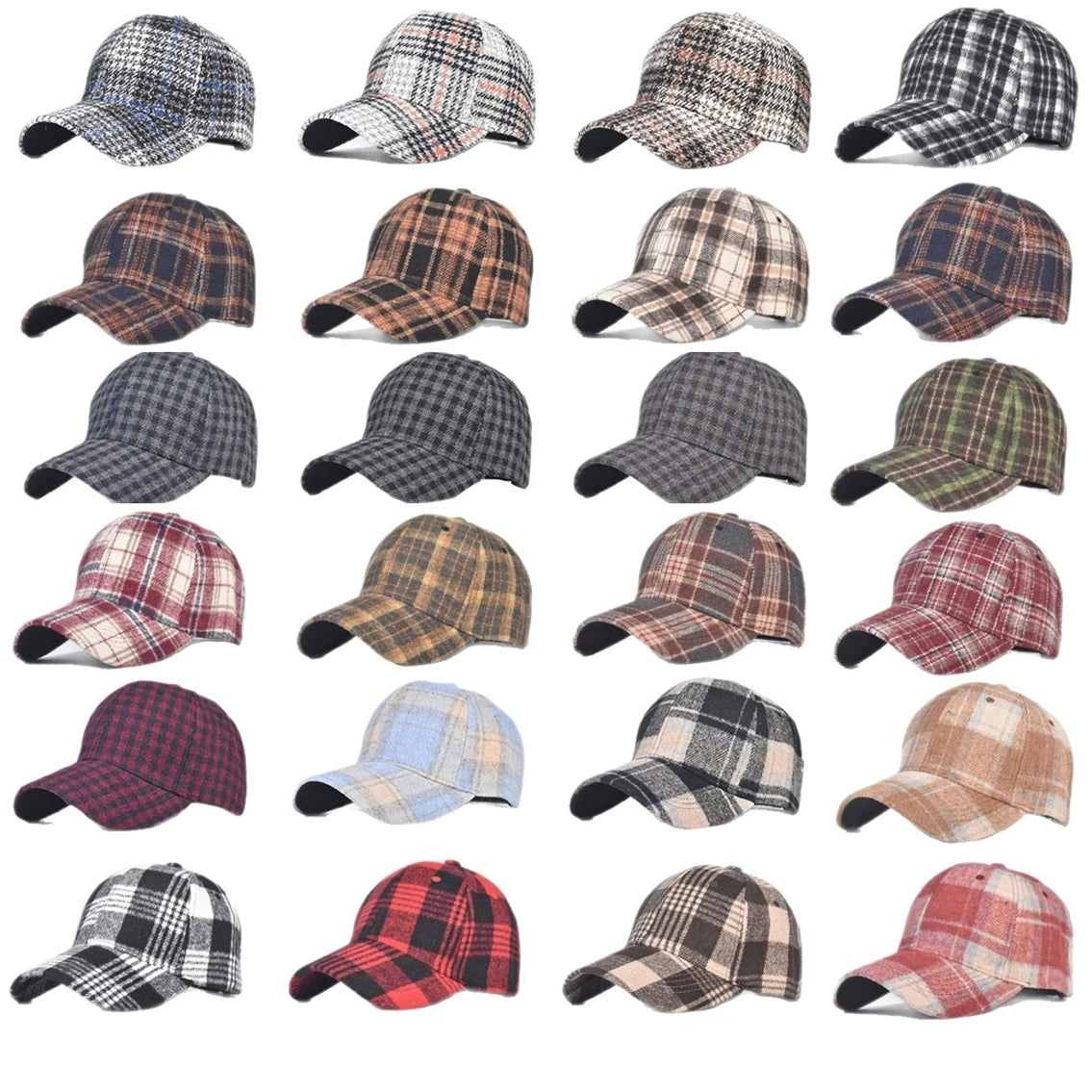 Unisex Checkered Baseball Cap with Adjustable Strap