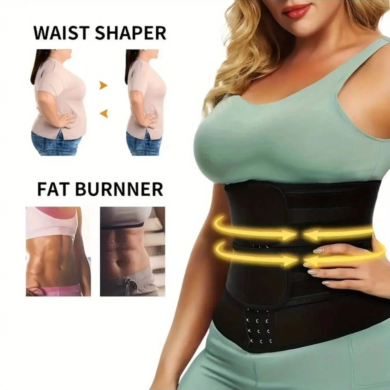 Women’s Sculpting Double-Belt Waist Trainer | Triple-Hook High-Compression Fitness Shaper