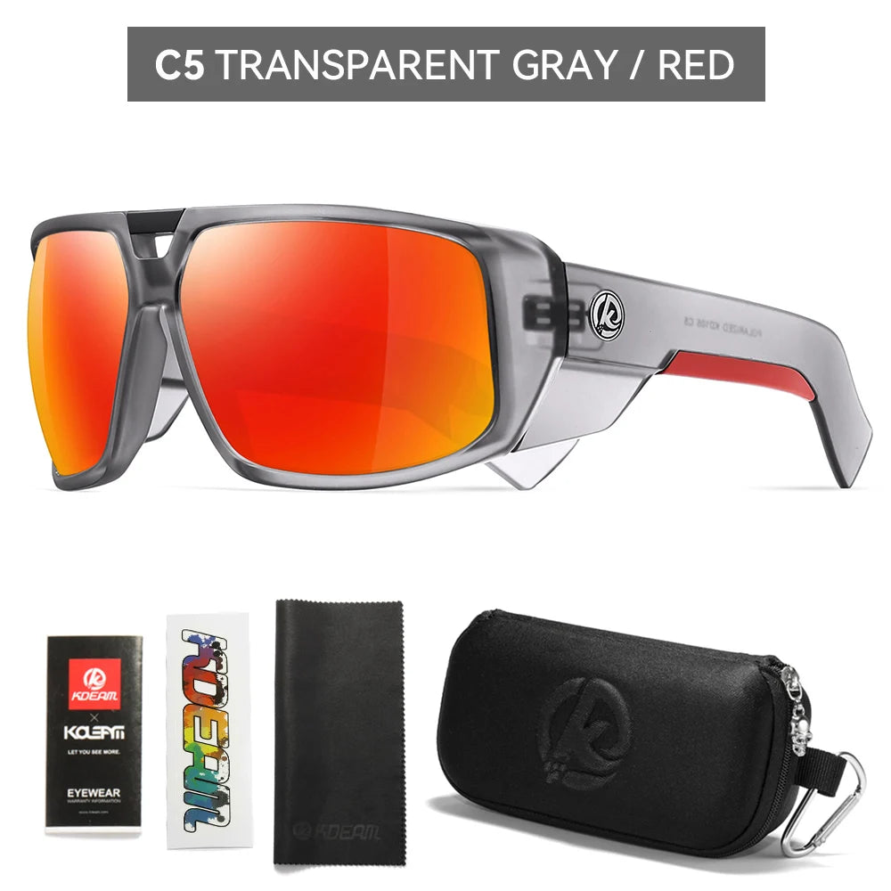 KDEAM Muscle Car Styling And Serious Performance Polarized Men's Sunglasses Sport Cycling Glasses Features Sturdy 5-Barrel Hinge