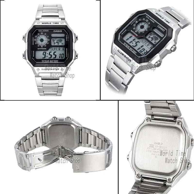 Casio AE1200 World Time "Royale" Digital Sport Watch - Stainless Steel