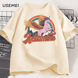 Funny Rainbow Horse T Shirt Casual Cotton Short Sleeve Humor T-Shirt Male Tshirt Crew Neck Summer Harajuku Graphic T Shirts Top