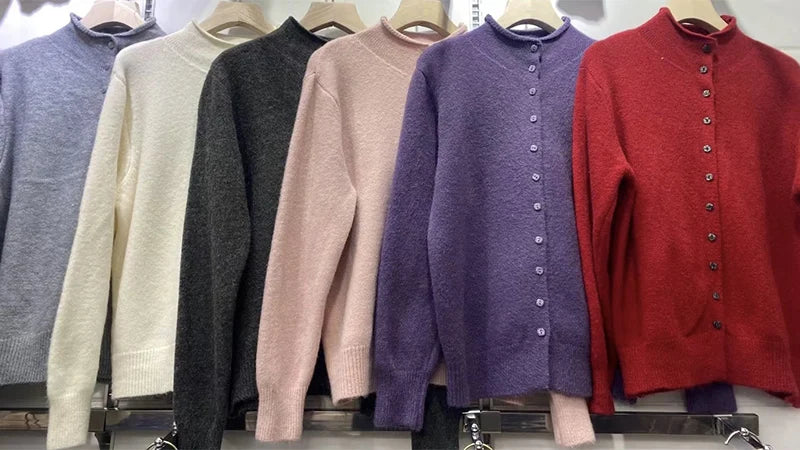 Women's Stand Collar Knit Cardigan