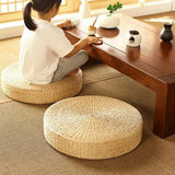 Handwoven Natural Straw Round Tatami Floor Cushion