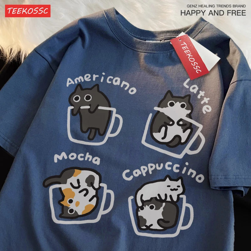Mocha Latte Cat Graphic Tee