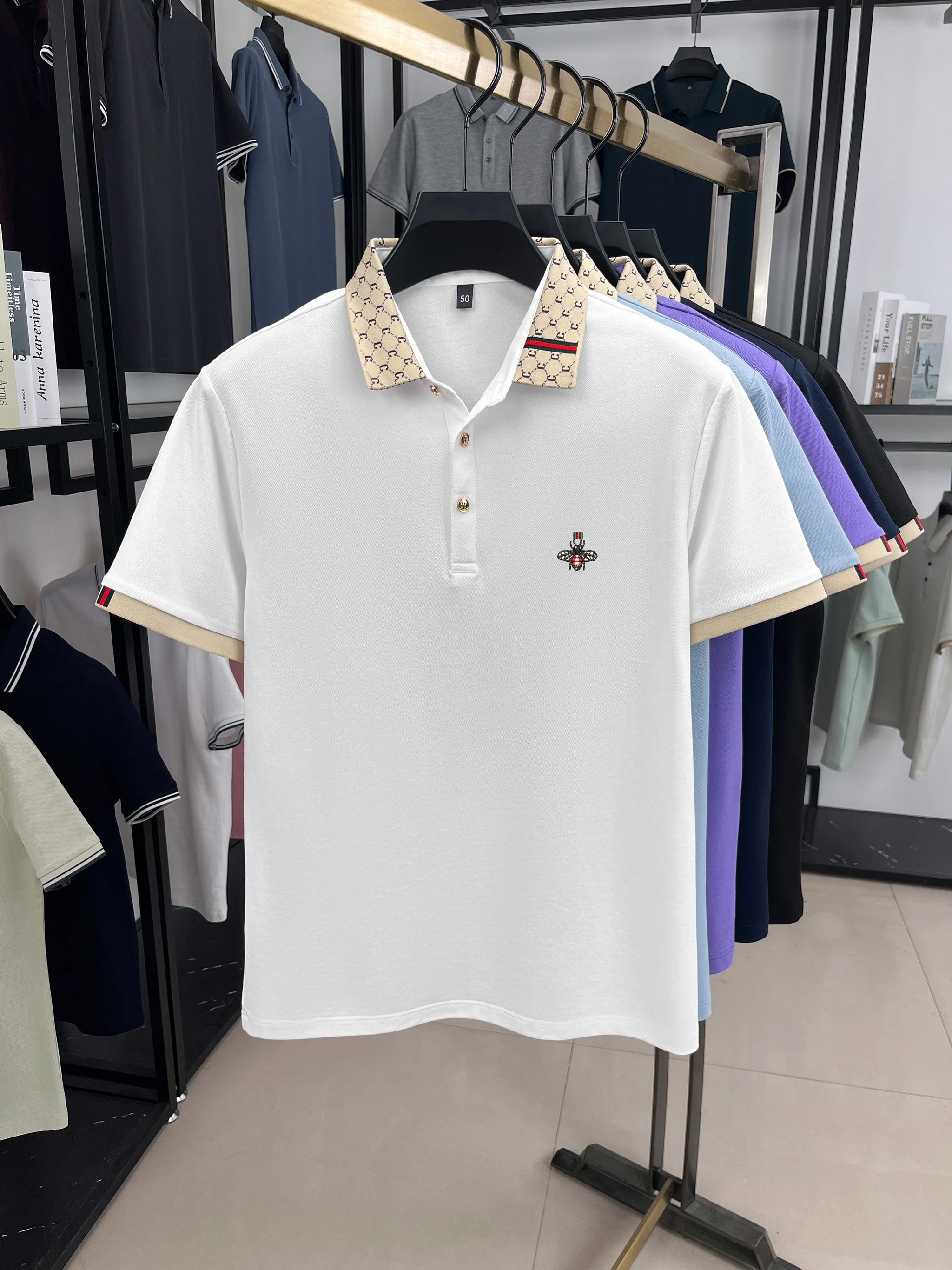 Men's Embroidered Jacquard Polo Shirt – Summer Style