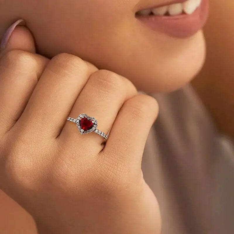 Sterling Silver Sparkling Heart Ring
