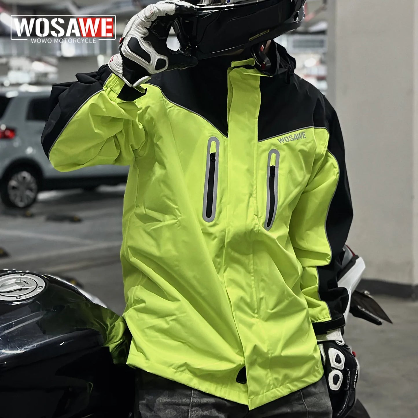 WOSAWE Unisex Waterproof Riding Rain Jacket | Reflective