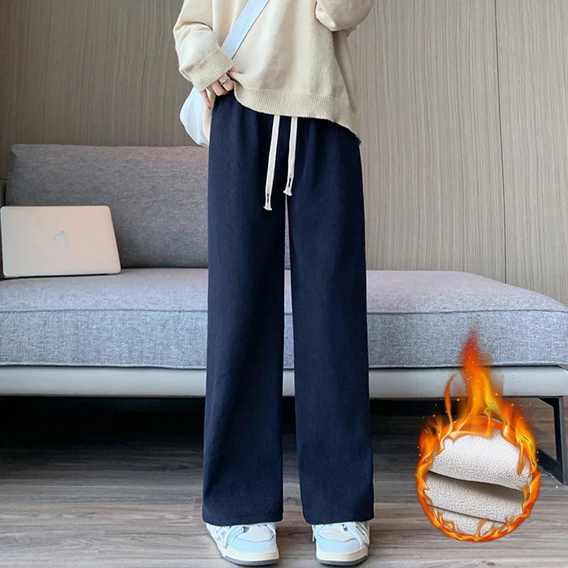 Women's Fleece Wide-Leg Winter Pants