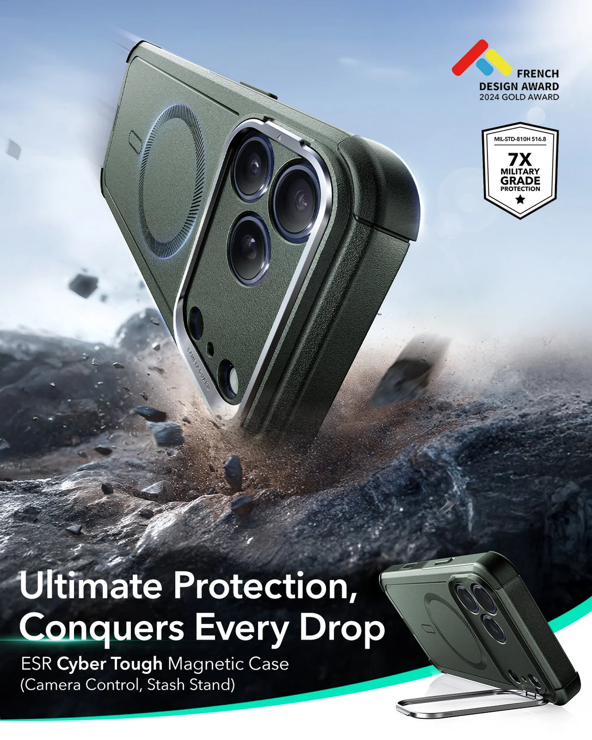 ESR Magnetic iPhone Case with Camera Stand