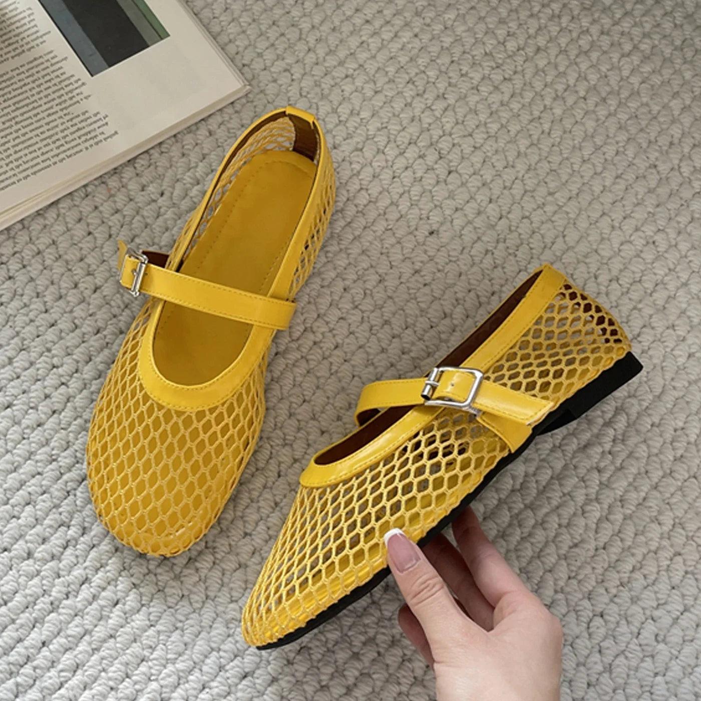 Eilyken Mesh Flat Sandals – Elegant Buckle Strap Women's Shoes