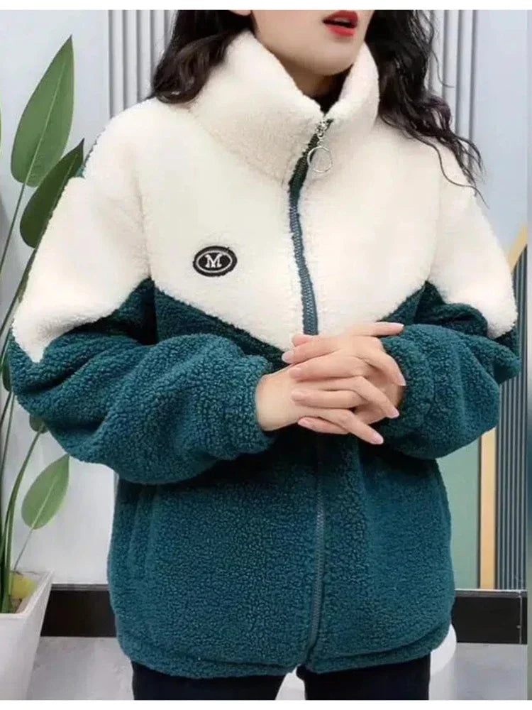 Plush Lamb Fleece Mid-Length Overcoat