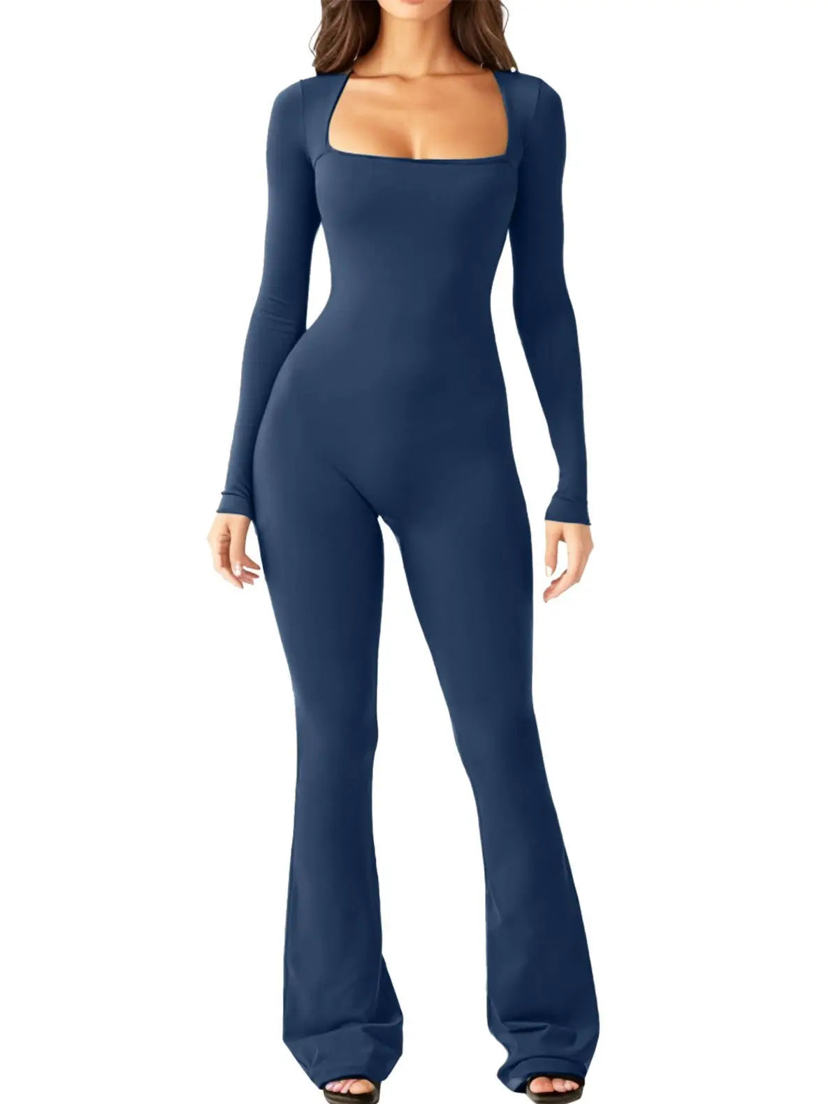 Wide-Leg Yoga Bodysuit | One-Piece Long Sleeve Gym Jumpsuit (S-2XL)