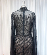Luxury Beaded Mermaid Evening Gown | Cape Sleeve