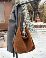 Frosted Suede Tote Bag – Large Capacity Shoulder Bag