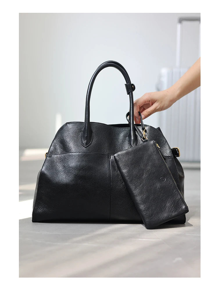 Women's Vegetable-Tanned Cowhide Leather Tote Bag
