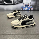 Men's Thick-Sole Leather Board Shoes — Breathable, Height-Boosting, Non-Slip