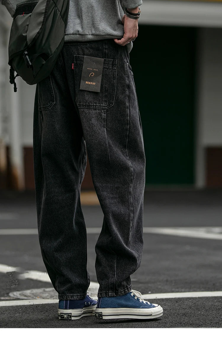 Men's Loose Fit Denim Cargo Jeans