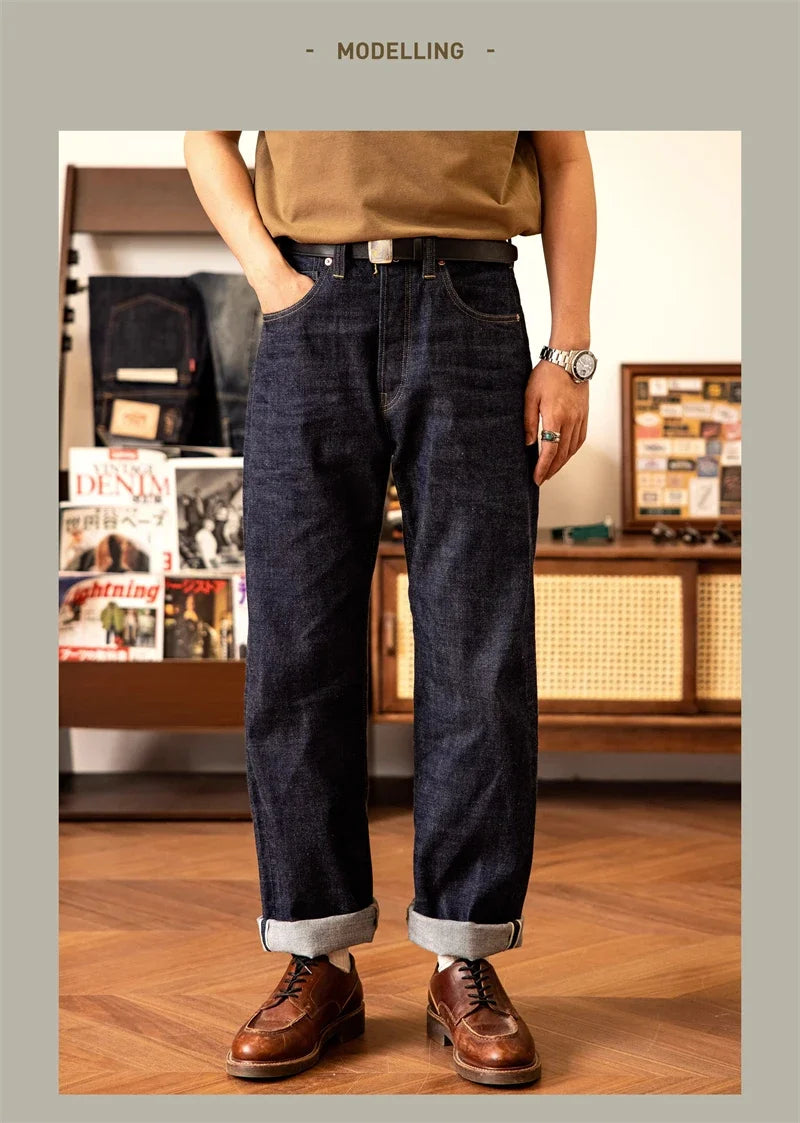 Vintage High-Rise Selvedge Denim Jeans for Men | 14oz