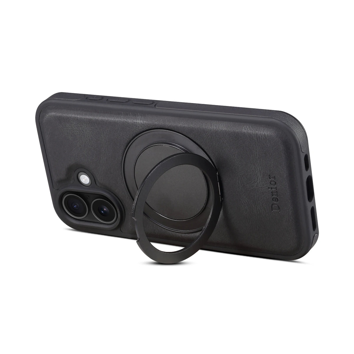 iPhone Faux Leather Case with 360° Ring Stand