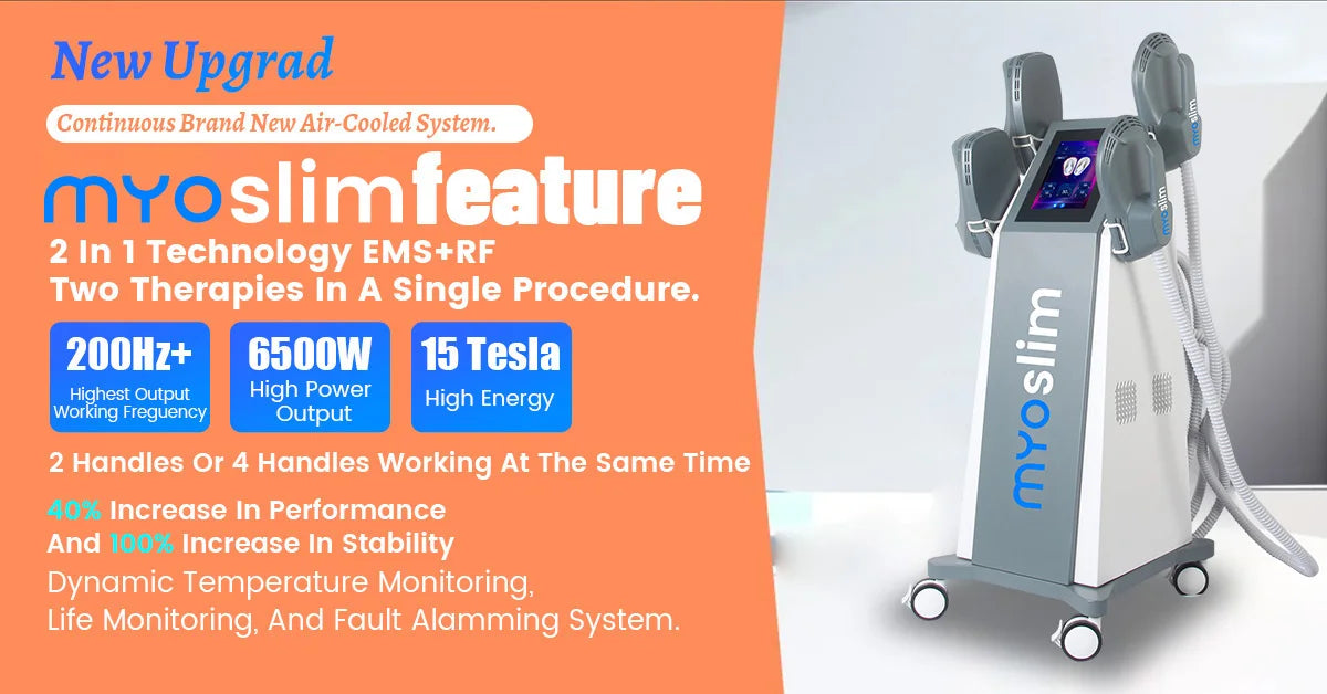 MYOslim  Electromagnetic Muscle Stimulator Professional Sculpt 6500W 5-Handle Pelvic Cushion for Fitness Equipment & Supplies