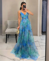 Off-Shoulder Lace Print Halter Maxi