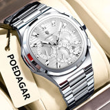 POEDAGAR 834 Men's Luxury Chronograph Watch | Stainless Steel
