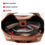 Leather plaid handbag, large-capacity mother bag, shopping basket, one-shoulder handbag