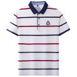 Men's Striped Polo | Letter Embroidery Summer Shirt