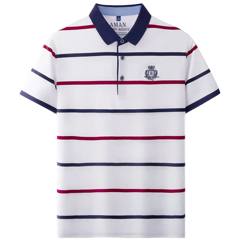 Men's Striped Polo | Letter Embroidery Summer Shirt