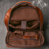 Men's Backpack Natural Head Layer Cowhide Vintage Crossbody Women's Outdoor Travel Backpack 15 inch Laptop Bag Leathfocus
