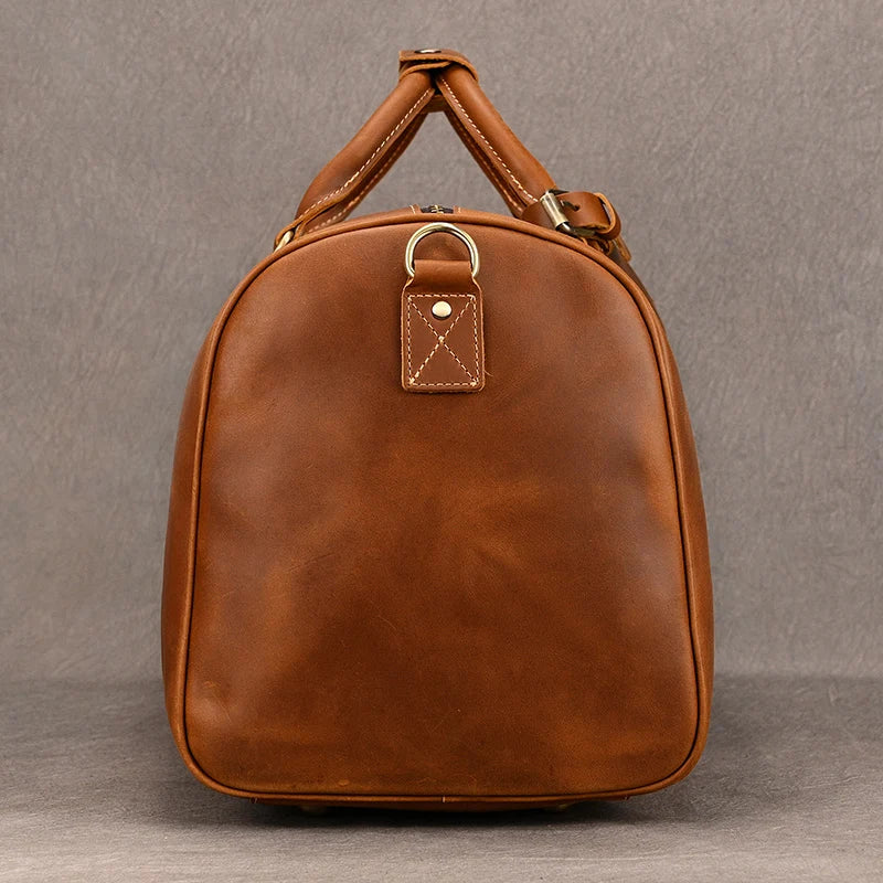 Natural Cowskin Travel Bags Waterproof Men's Leather Overnight Bag Handbag For Plane Luggage Men Male Weekend Bag Business 55cm