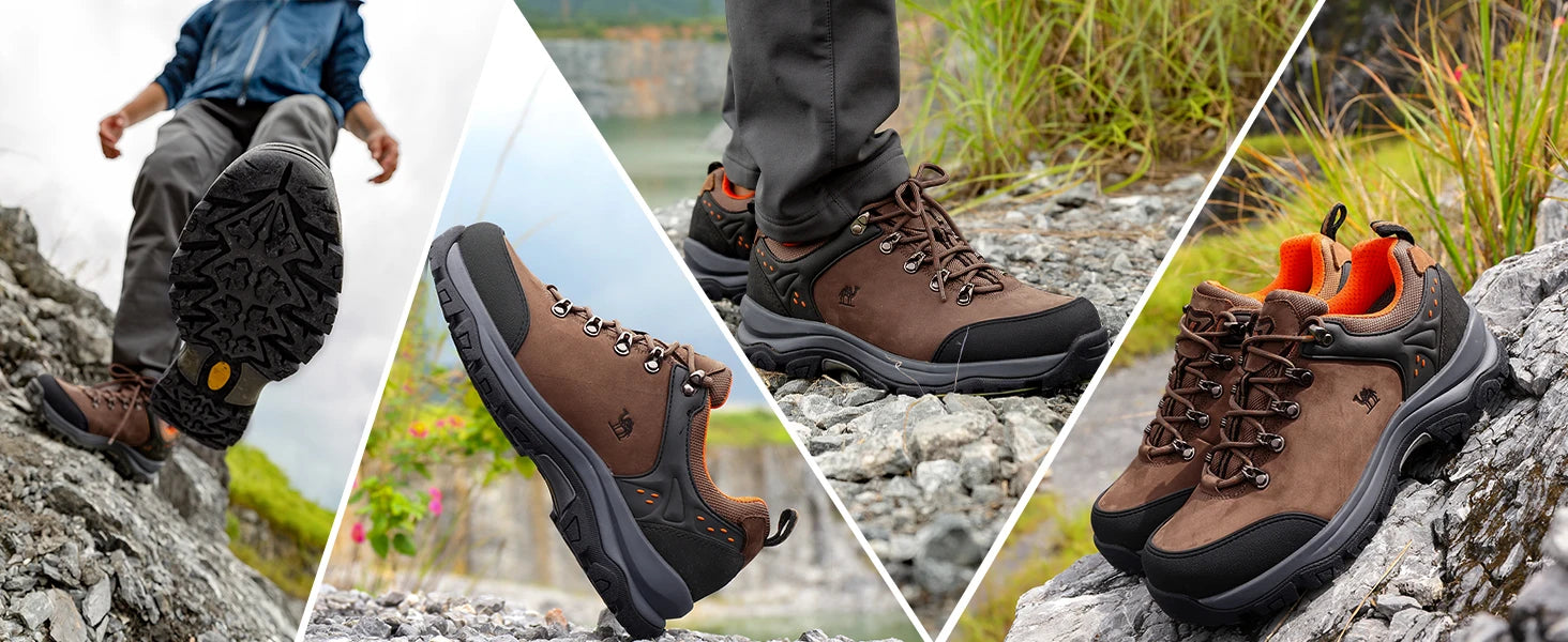GOLDEN CAMEL Hiking Shoes for Men Waterproof Outdoor Low-top Hiking Boots Leather Men's Trekking Shoes Walking Male Sneakers New