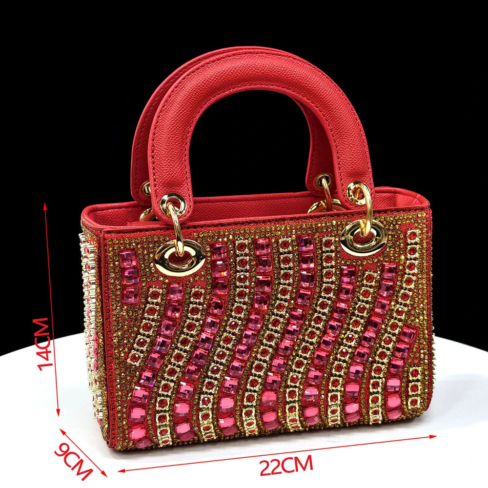 Rhinestone Pointed-Toe Slingback Heels & Bag Set